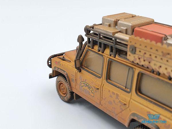 Xe Mô Hình Land Rover Defender 110 1989 Camel Trophy Winner Team UK RHD 1:64 MiniGT ( Vàng Bụi )