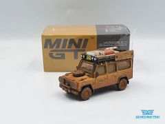 Xe Mô Hình Land Rover Defender 110 1989 Camel Trophy Winner Team UK RHD 1:64 MiniGT ( Vàng Bụi )