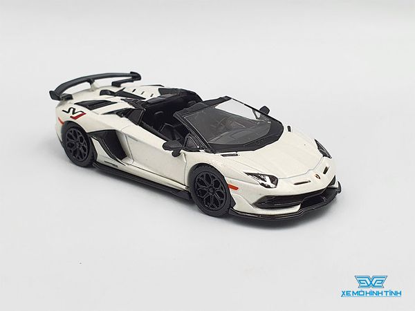 Xe Mô Hình Lamborghini Aventador SVJ Roadster 1:64 MiniGT ( Trắng )