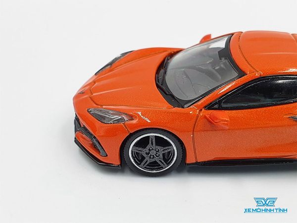 Xe Mô Hình Chevrolet Corvette Stingray 2020 Sebring Orange Tintcoat RHD 1:64 MiniGT (Cam)