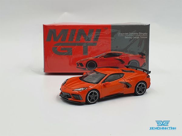 Xe Mô Hình Chevrolet Corvette Stingray 2020 Sebring Orange Tintcoat RHD 1:64 MiniGT (Cam)