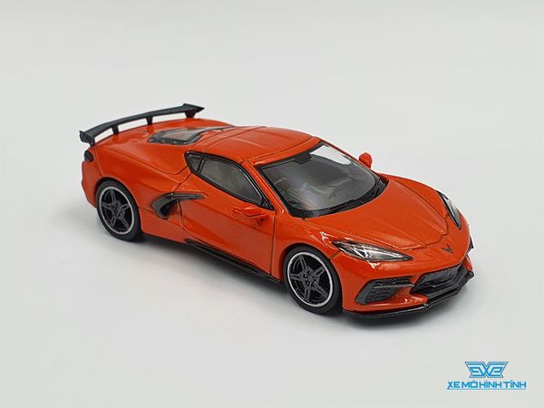 Xe Mô Hình Chevrolet Corvette Stingray 2020 Sebring Orange Tintcoat RHD 1:64 MiniGT (Cam)