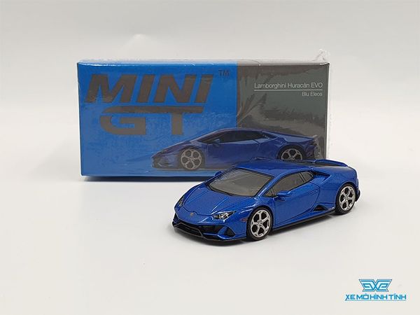 Xe Mô Hình Lamborghini Huracan EVO - Blu Eleos LHD 1:64 MiniGT (Xanh)