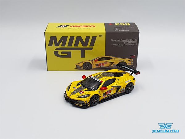 Xe Mô Hình Chevrolet Corvette C8.R #3 Corvette Racing 2020 IMSA 24 Hrs of Daytona LHD 1:64 MiniGT (Vàng)