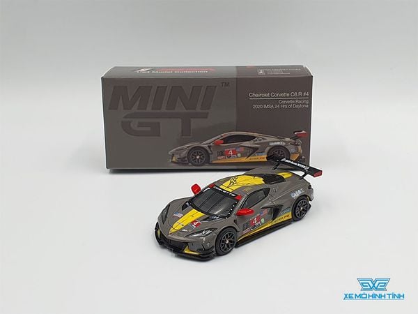 Xe Mô Hình Chevrolet Corvette C8.R #4 Corvette Racing 2020 IMSA 24 Hrs of Daytona LHD 1:64 MiniGT (Xám)