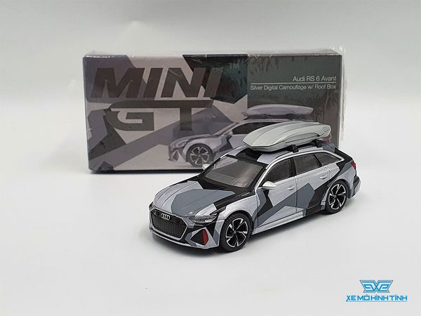 Xe Mô Hình Audi RS 6 Avant 1:64 MiniGT ( Bạc + Roof box )