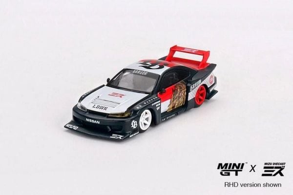 Xe mô hình LB-Super Silhouette Nissan SILVIA (S15)“GARUDA” 1:64 MiniGT (Đen Trắng Đỏ)