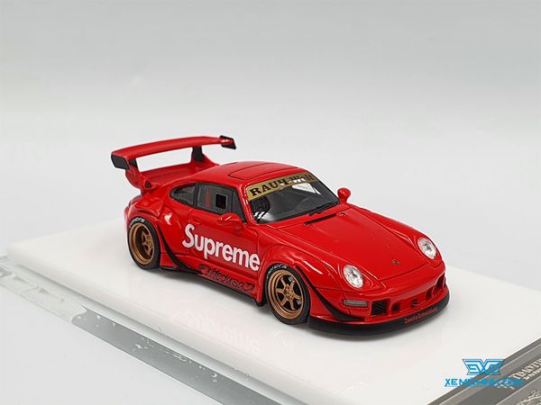 Xe Mô Hình Rauh-Welt Porsche 911 (993) Coupe Superme 1:64 Timothy&Pierre ( Đỏ Superme)