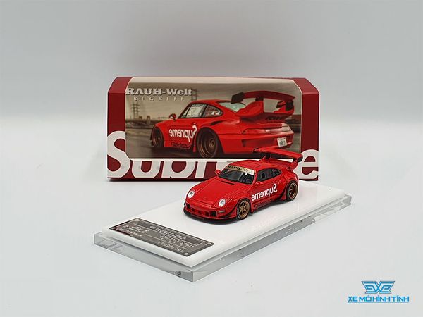 Xe Mô Hình Rauh-Welt Porsche 911 (993) Coupe Superme 1:64 Timothy&Pierre ( Đỏ Superme)