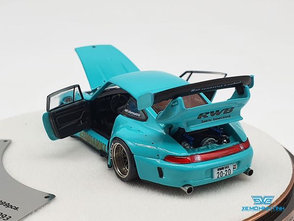 Xe Mô Hình Porsche 993 Rauh-Welt Begriff RWB Limited 999pcs 1:64 PGM ( Xanh Lá ) - Hộp Tròn