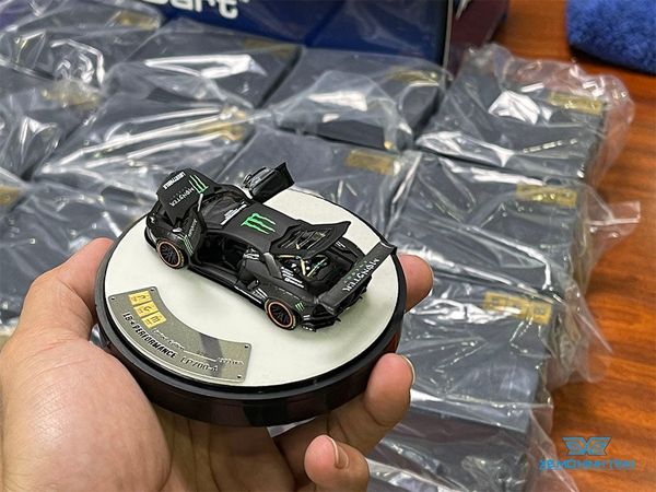 Xe Mô Hình Lamborghini Aventador FullOpen Box Tròn 1:64 PGM ( Đen Monster )