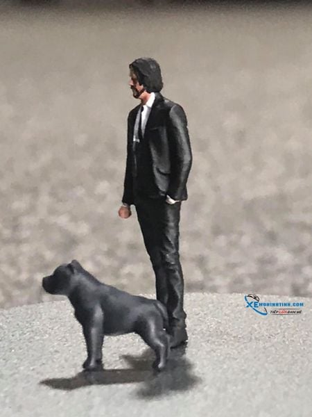 Set Figure John Wick và chú chó Pitbull 1:64 Nanoer High Quality Resin Miniature