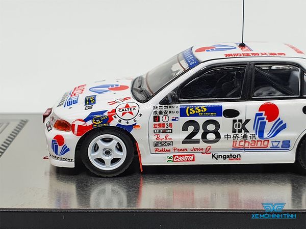 Xe Mô Hình Mitsubishi Lancer Evolution III #28 Hong Kong - Beijing 555 Rally 1996 1:64 Inno Model ( Trắng )