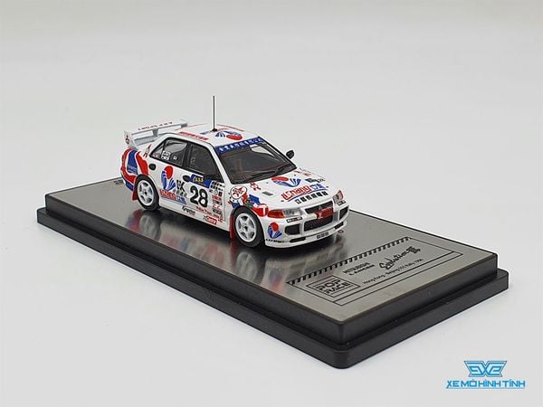 Xe Mô Hình Mitsubishi Lancer Evolution III #28 Hong Kong - Beijing 555 Rally 1996 1:64 Inno Model ( Trắng )