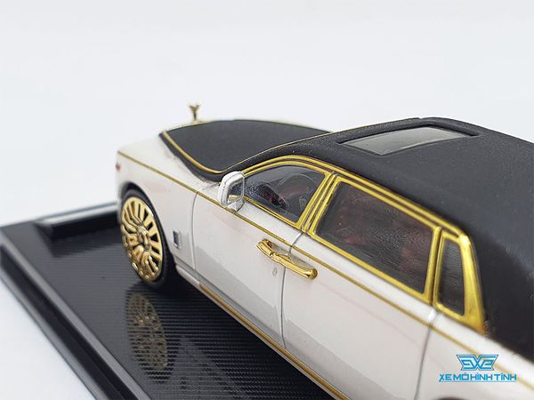 Xe Mô Hình Rolls-Royce Phantom 1:64 Collector's Model (Trắng Mui Đen Viền Vàng)
