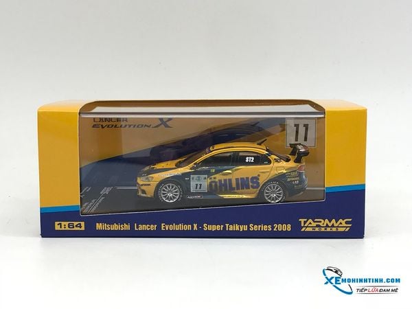 Xe Mô Hình Mitsubishi Lancer Evolution X Super Taikyu Series 2008 Nakaya / Kinoshita 1:64 Tarmac Works ( Vàng )