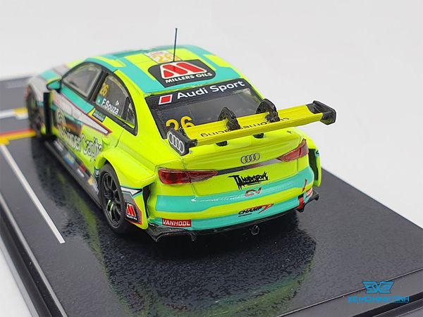 Xe Mô Hình Audi RS 3 TCR Macau Touring Car Cup 2019 1950cc Class Winner Filipe de Souza 1:64 Tarmac Works ( Xanh Dạ Quang )