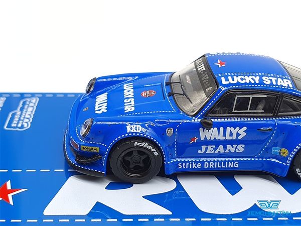 Xe Mô Hình Porsche RWB 930 Rauh-Welt Wally's Jeans 1:64 Tarmac Works ( Xanh dương )