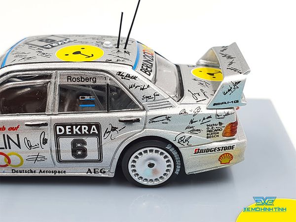 Xe Mô Hình Mercedes-Benz 190E 2.5-16 Evolution II DTM 1992 Keke Rosberg 1:64 Tarmac Works ( Bạc )