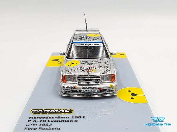 Xe Mô Hình Mercedes-Benz 190E 2.5-16 Evolution II DTM 1992 Keke Rosberg 1:64 Tarmac Works ( Bạc )