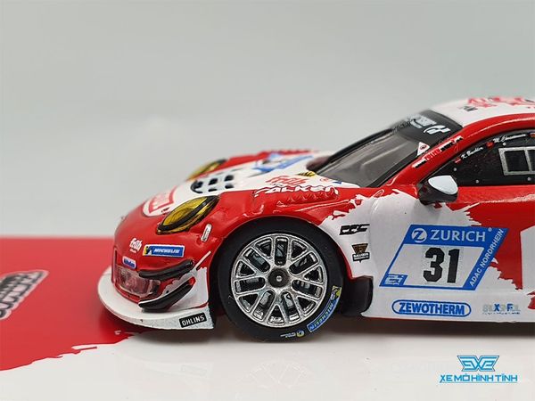 Xe Mô Hình Porsche 911 GT3 R Nurburgring 24H 2017 1:64 Tarmac Works( Trắng Đỏ )