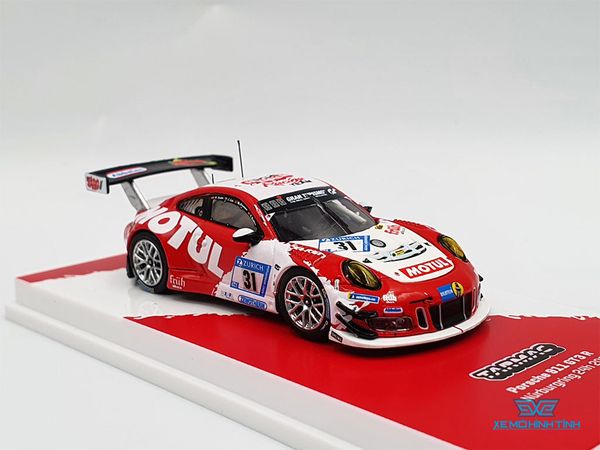 Xe Mô Hình Porsche 911 GT3 R Nurburgring 24H 2017 1:64 Tarmac Works( Trắng Đỏ )