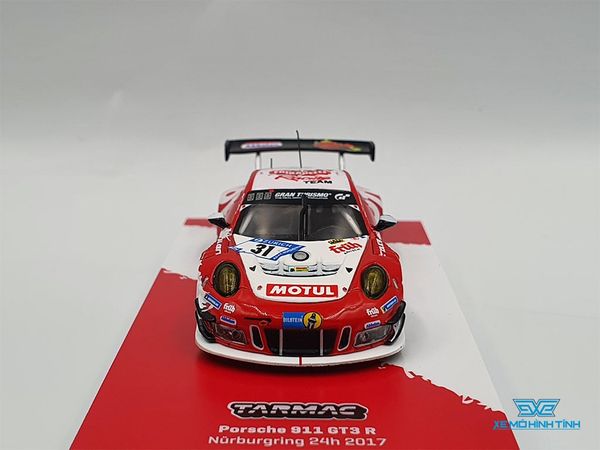 Xe Mô Hình Porsche 911 GT3 R Nurburgring 24H 2017 1:64 Tarmac Works( Trắng Đỏ )