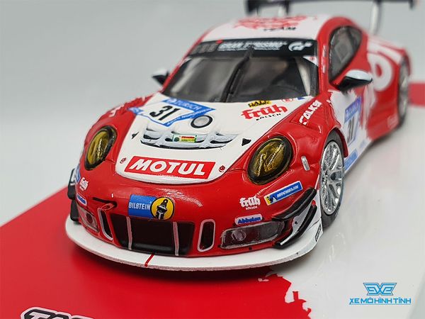 Xe Mô Hình Porsche 911 GT3 R Nurburgring 24H 2017 1:64 Tarmac Works( Trắng Đỏ )