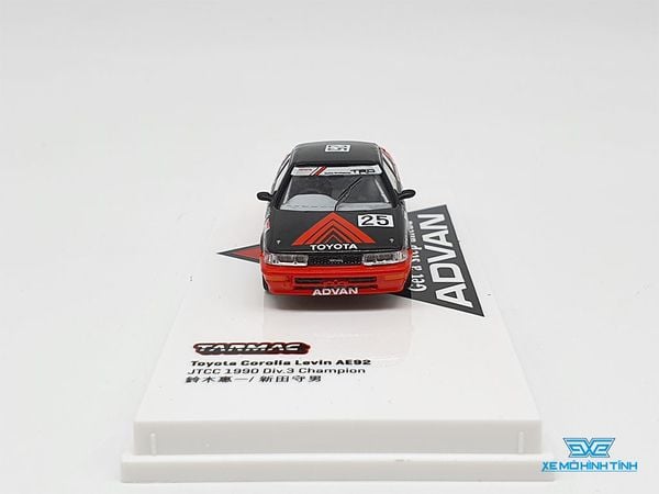 Xe Mô Hình Toyota Corolla Levin AE92 JTCC 1990 Div.3 Champion 1:64 ( Đỏ Advan )