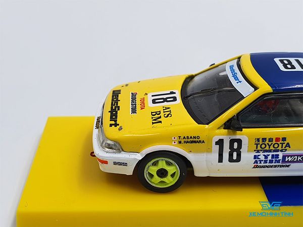 Xe Mô Hình Toyota Corolla Levin AE92 JTC 1993 1:64 Tarmac Works (Vàng Xanh)