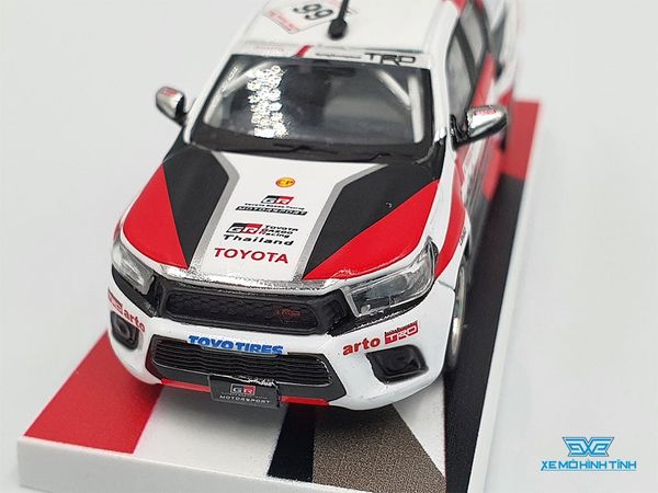 Xe Mô Hình Toyota Hilux 1:64 Tarmac Works ( Trắng Đỏ Đen )