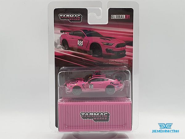 Xe Mô Hình Ford Mustang GT4 Pirelli World Challenge 2018 1:64 Tarmac Works ( Hồng )