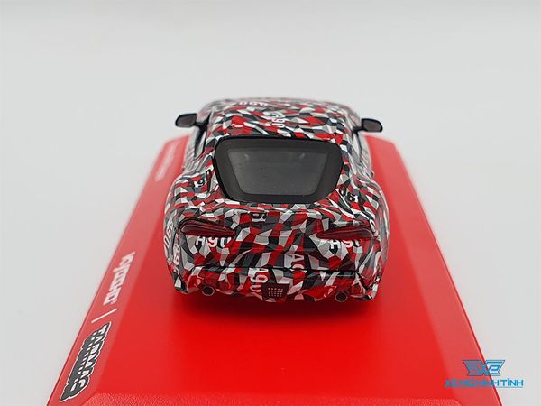 Xe Mô Hình Toyota GR Supra Test Car 1:64 Tarmac Works/Kyosho ( Caro Đỏ Xám )