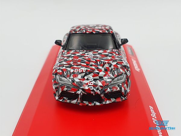 Xe Mô Hình Toyota GR Supra Test Car 1:64 Tarmac Works/Kyosho ( Caro Đỏ Xám )