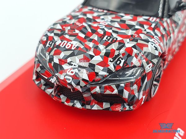 Xe Mô Hình Toyota GR Supra Test Car 1:64 Tarmac Works/Kyosho ( Caro Đỏ Xám )