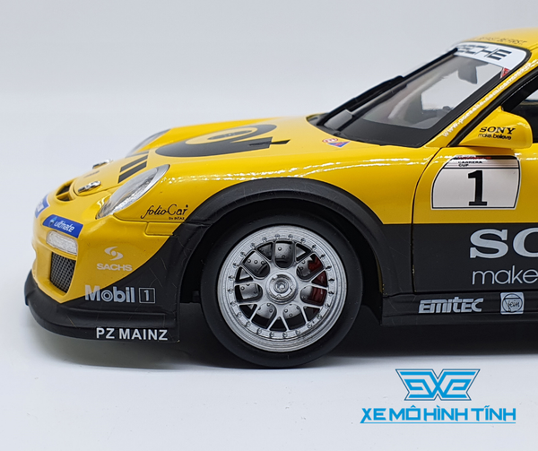 XE MÔ HÌNH PORSCHE 911 GT3 CUP 1:18 WELLY ( VÀNG )