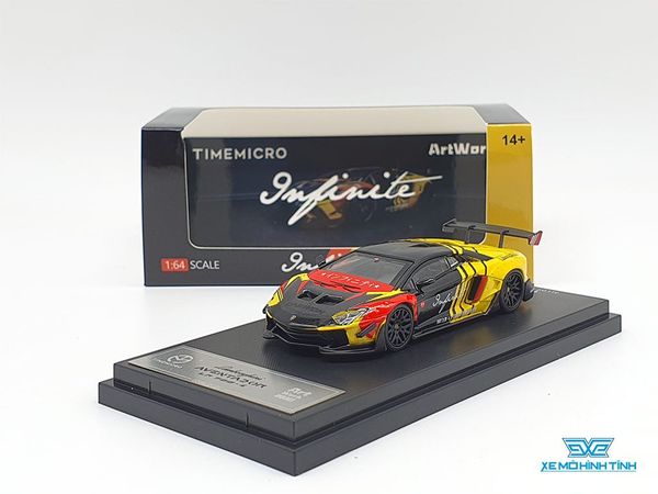 Xe Mô Hình Lamborghini Aventador Infinite LP700-4 1:64 Time Micro (Vàng Đen)