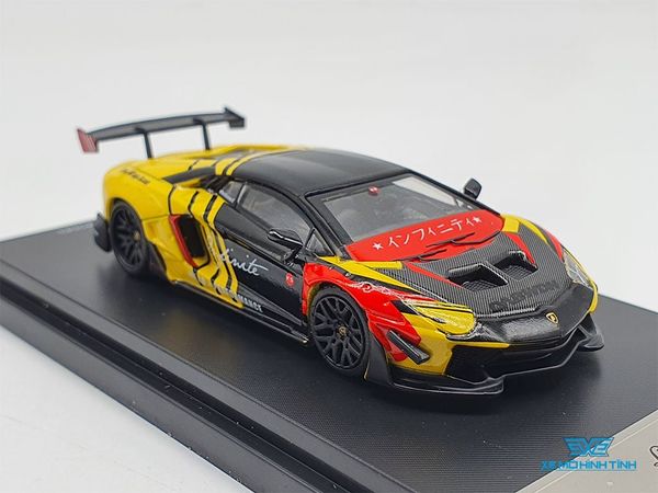 Xe Mô Hình Lamborghini Aventador Infinite LP700-4 1:64 Time Micro (Vàng Đen)