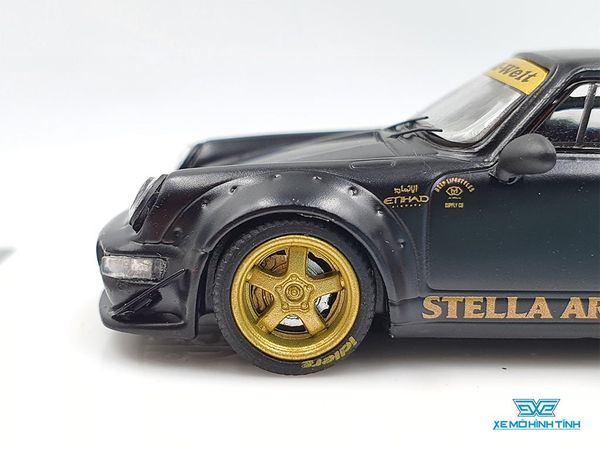 Xe Mô Hình Porsche Rauh-Welt RWB48 1:64 Time Micro x Moxtoys ( Đen Mâm Vàng)