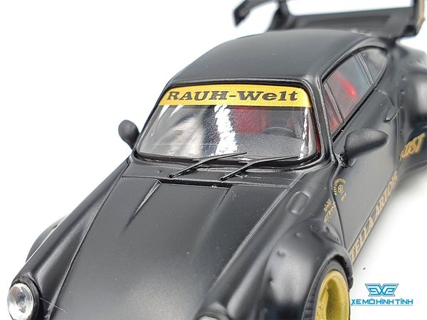 Xe Mô Hình Porsche Rauh-Welt RWB48 1:64 Time Micro x Moxtoys ( Đen Mâm Vàng)