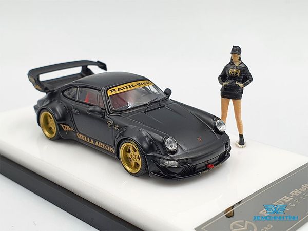 Xe Mô Hình Porsche Rauh-Welt RWB48 1:64 Time Micro x Moxtoys ( Đen Mâm Vàng)