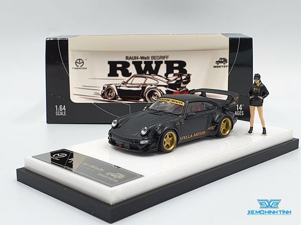 Xe Mô Hình Porsche Rauh-Welt RWB48 1:64 Time Micro x Moxtoys ( Đen Mâm Vàng)