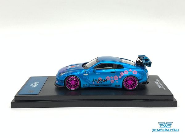 Xe Mô Hình Nissan Skyline GT-R R35 Nhật Núi Phú Sĩ Sakura 1:64 Time Model ( Xanh - Có Cản Gió)