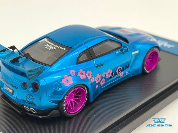 Xe Mô Hình Nissan Skyline GT-R R35 Nhật Núi Phú Sĩ Sakura 1:64 Time Model ( Xanh - Có Cản Gió)