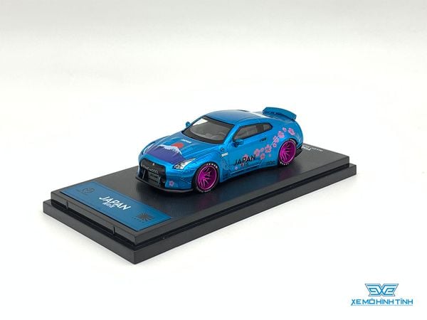 Xe Mô Hình Nissan Skyline GT-R R35 Nhật Núi Phú Sĩ Sakura 1:64 Time Model ( Xanh - Không Cản Gió)