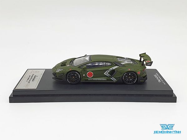 Xe Mô Hình Lamborghini Aventador Lp700-4 1:64 Time Model + Addict ( Xanh Rêu Nhám Chấm Tròn Đỏ )