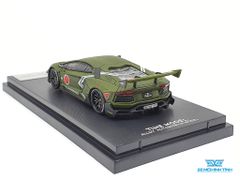 Xe Mô Hình Lamborghini Aventador Lp700-4 1:64 Time Model + Addict ( Xanh Rêu Nhám Chấm Tròn Đỏ )