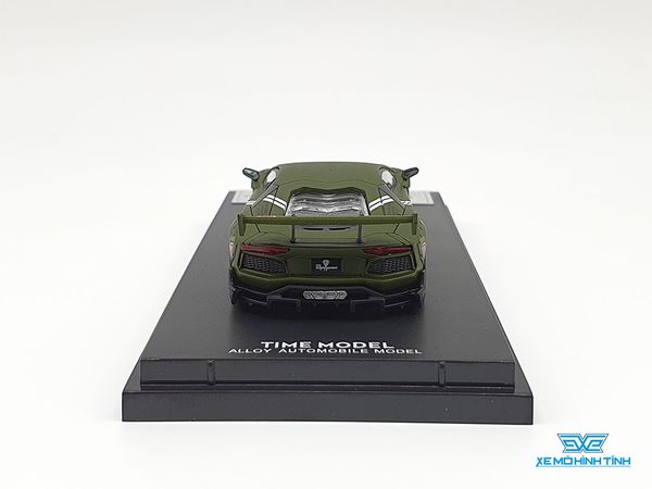 Xe Mô Hình Lamborghini Aventador Lp700-4 1:64 Time Model + Addict ( Xanh Rêu Nhám Chấm Tròn Đỏ )