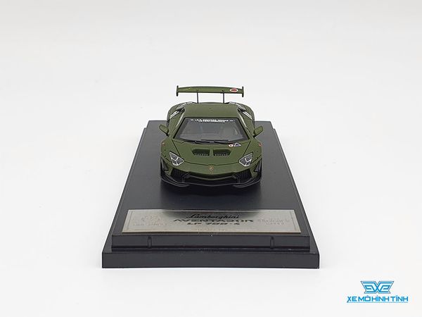 Xe Mô Hình Lamborghini Aventador Lp700-4 1:64 Time Model + Addict ( Xanh Rêu Nhám Chấm Tròn Đỏ )