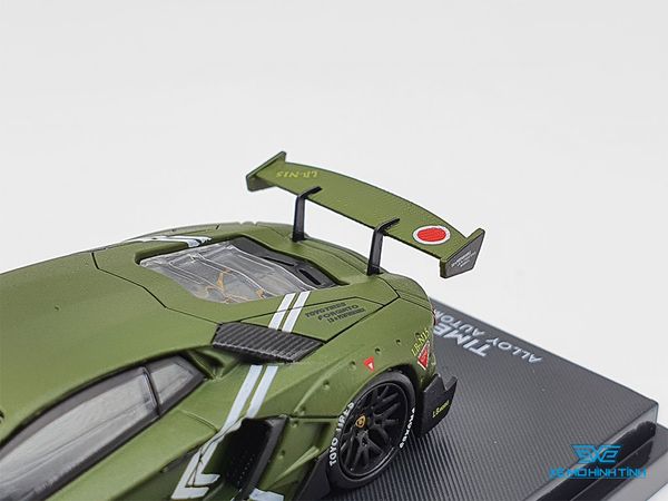 Xe Mô Hình Lamborghini Aventador Lp700-4 1:64 Time Model + Addict ( Xanh Rêu Nhám Chấm Tròn Đỏ )